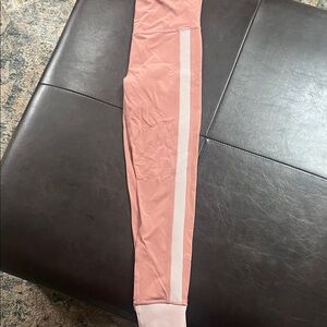 Athleta Pink Leggings with White Stripe